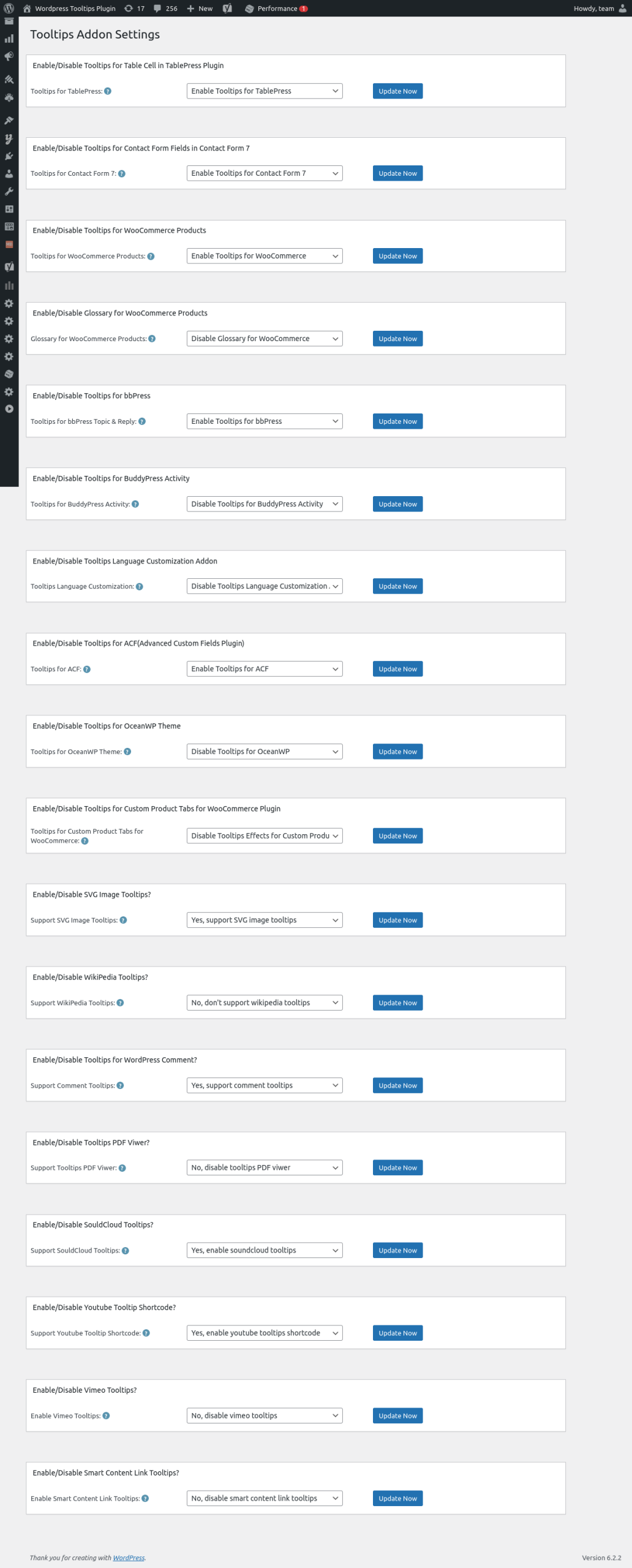 Tooltips Addon Settings in wordpress tooltip version 22.2.8 | Wordpress ...