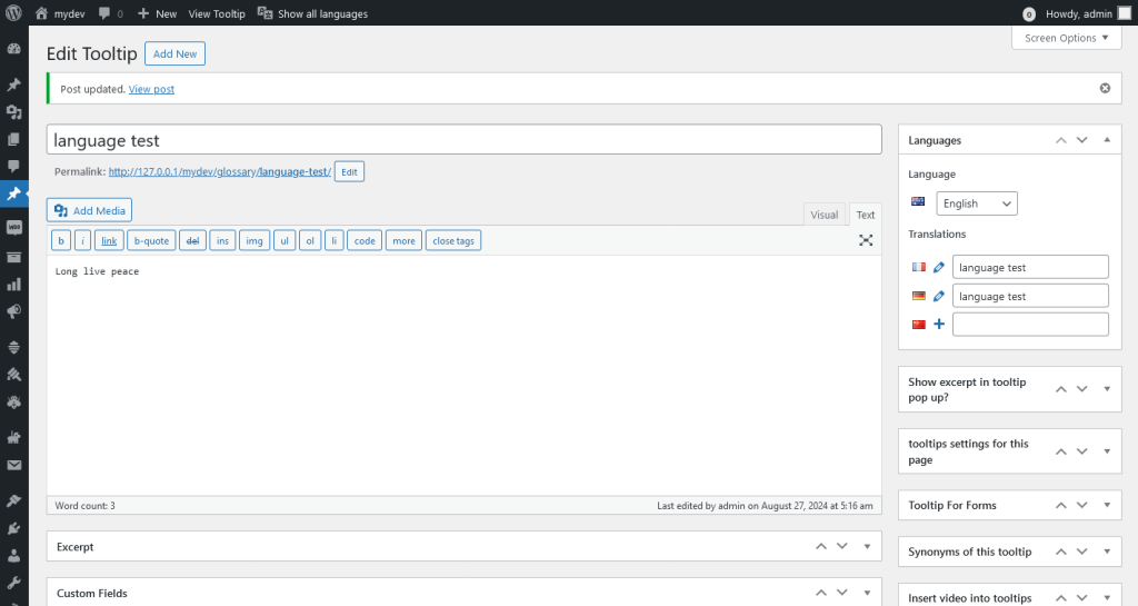 create multilingual tooltips in wordpress tooltips editor -- long live peace